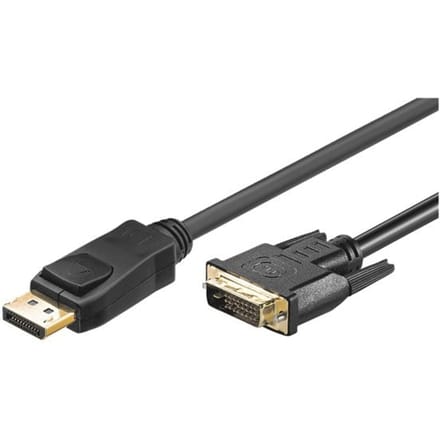 Goobay DisplayPort/DVI-D adapterkabel verguld, DisplayPort-connector naar DVI-D-stekker Dual-Link (24+1 pinnen), 2 m