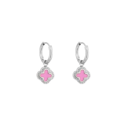 Bijoutheek Oorhangers Klaver Pink Zilver