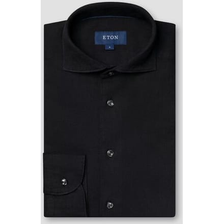 Eton Overhemd Denim Twill Garment Washed Zwart / male