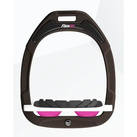 Gecurvde stijgbeugels bruin/wit/roze Flex-On Green Composite