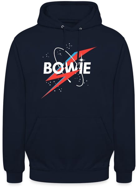 David Bowie Belettering Sterrenhemel Met Bliksem Hoodie Unisex