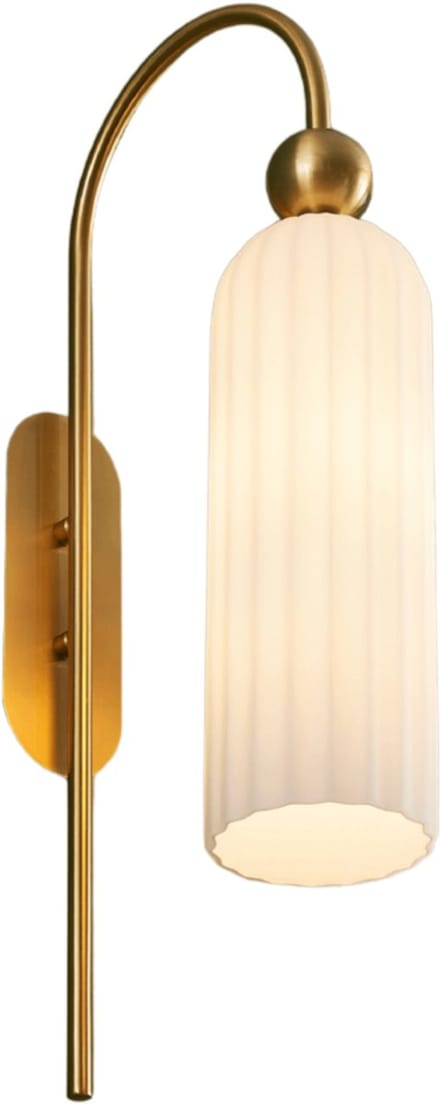 Kosilum - Leonora - Wandlamp - Messing en wit - Metaal en glas