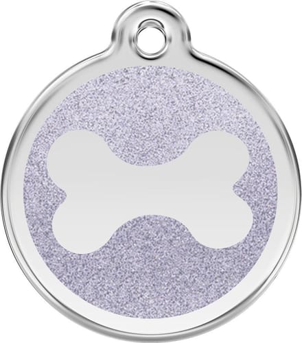 Red Dingo Hondenpenning 30 mm bot glitter zilverkleurig