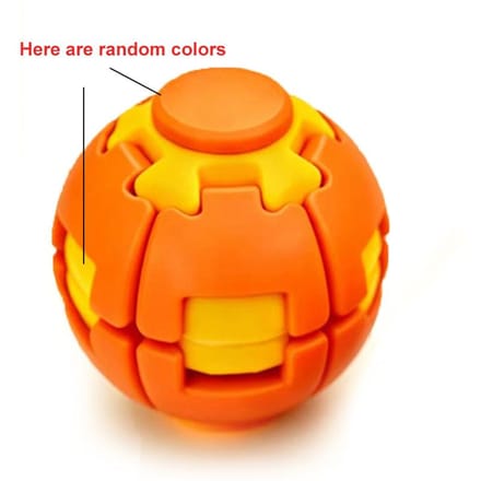 Balle Fidget à Presser et Tourner Imprimée en 3D, Balle Fidget Spinner Déformable à Clic, Jouet Sensoriel Anti-Stress à Rotation Fluide orange