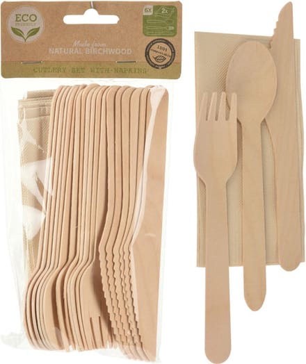 Bestekset - Hout - 24 delig - 16 cm