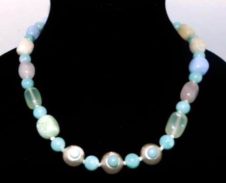 Hetty'S - Elegant collier -grote zilveren kralen met Amazoniet - Zilver slot