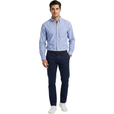 Boss Heren-Oxfordoverhemd met normale pasvorm en knoopsluiting (Blauw)