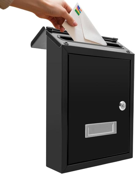 Brievenbus - Wandmodel brievenbus - Post ontvangen - Afsluitbaar met sleutel - 30 cm hoog - Zwart