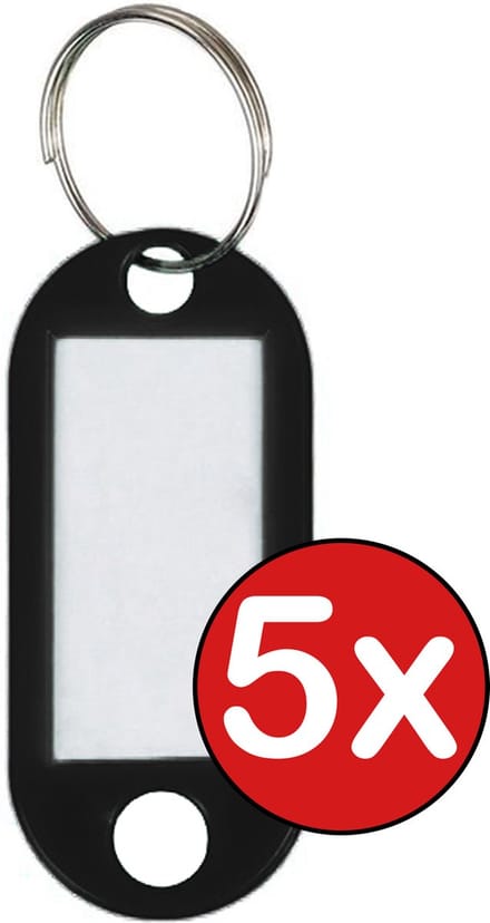 Sleutellabels Sleutelhanger Bagagelabel Sleutellabel Gekleurde Naamlabels Label - Zwart - 5 PACK