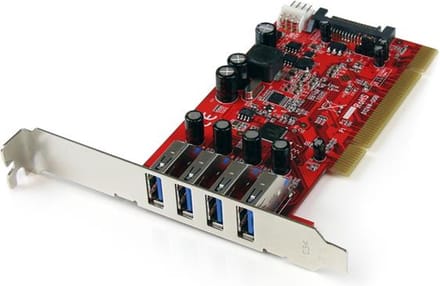 StarTech.com 4 Port PCI SuperSpeed USB 3.0 AV / multimedia paneel Card with SATA / SP4 Stroom