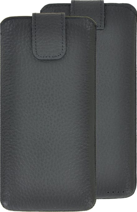 Geschikt voor iPhone 7 insteekhoesje zwart pouch van echt leer