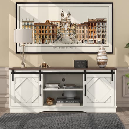 Dressoir - 150x40x60 cm - Met Schuifdeuren - Verstelbare Planken - Landelijke Stijl