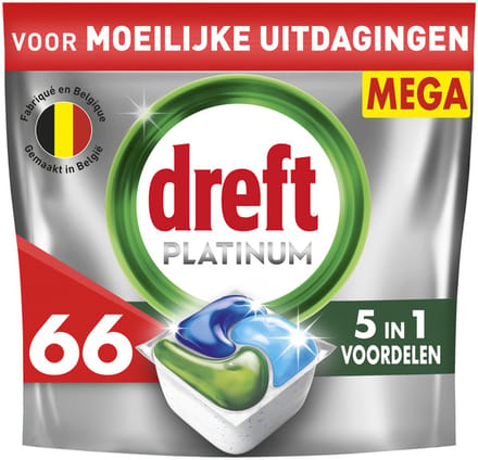 Dreft Platinum All In One Vaatwastabletten - Original - 66 Capsules