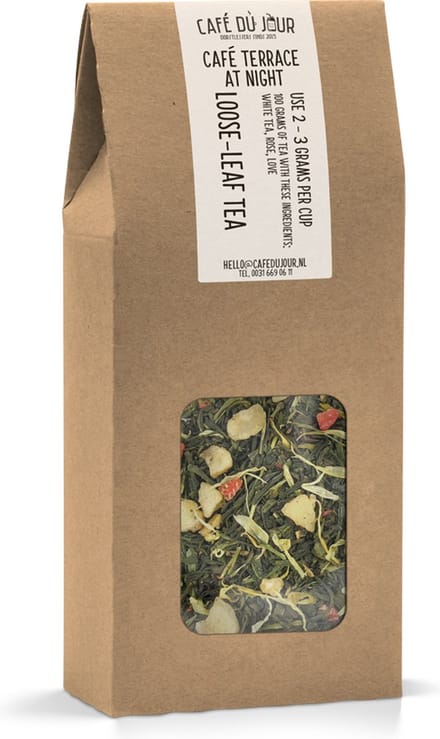 Caféterras bij nacht - groene thee 100 gram - Café du Jour losse thee