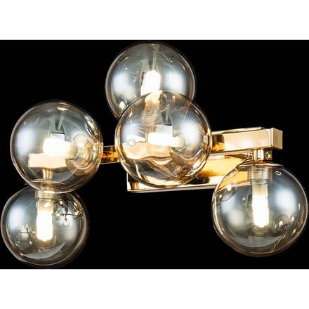 Maytoni Dallas wandlamp met 5 glasbollen, goud