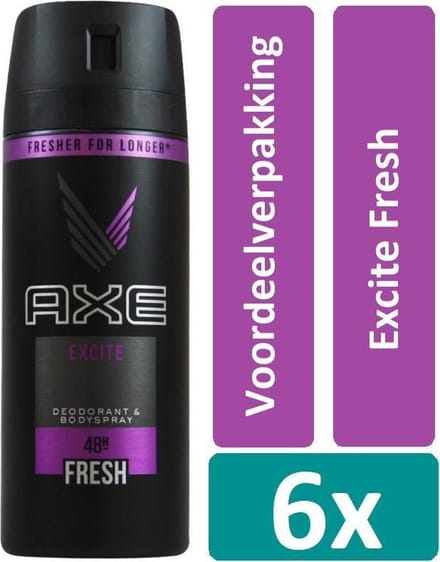 Axe Deodorant Spray 150 ml Excite Fresh 6 stuks Voordeelverpakking