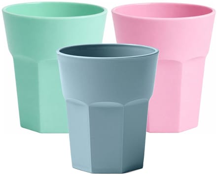 Plasticforte onbreekbare drinkglazen - 9x stuks - kunststof/plastic - mix van 3 kleuren - 360 ml - 10 x 9 cm