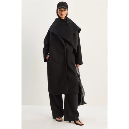 Oversized Sjaalkraag Geknoopte Jas