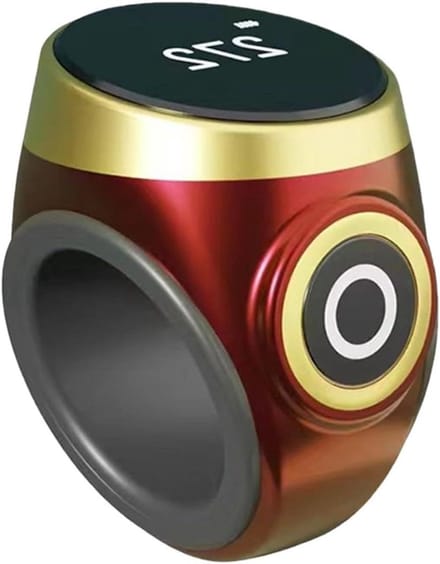 Digitale Ring Teller - Vingerteller - Activiteiten Tellen - Oplaadbaar Donker Display - 6.7 x 6.5 x 5.2 cm - Wijnrood