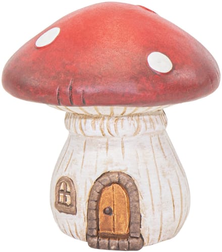 Mega Collection tuinkabouter paddestoel huisje - D30 x H35.5 cm - decoratieve tuin beeldjes
