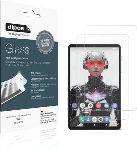 dipos – 2x Matte Pantserfolie geschikt voor BNCF BPad T1 | 9H Screenprotector