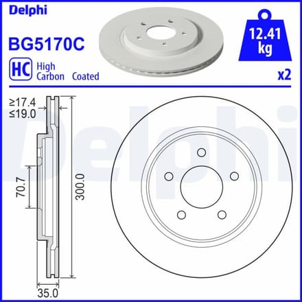 Remschijf DELPHI BG5170C, 2 stuk