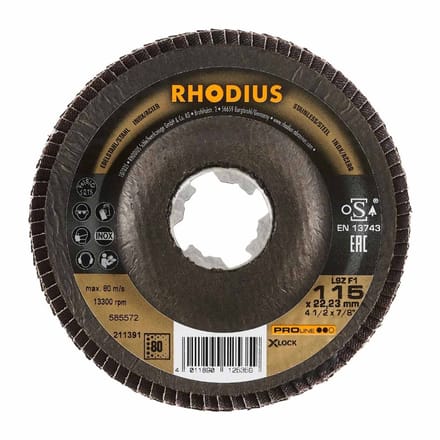 Rhodius 211391 LSZ F1 X-LOCK Lamellenschijf Korrelgrootte (num) 80 RVS, Staal 10 stuk(s)