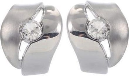 Behave - Oorbel steker zilverkleur glans mat kristal modern 18mm