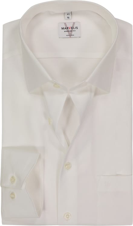 MARVELIS modern fit overhemd - beige - Strijkvrij - Boordmaat: 41