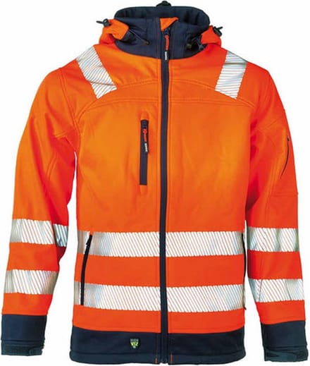 Herock Gregor High Viz Softshell jack HV (1902) - Fluor oranje | Donkerblauw - XXXL