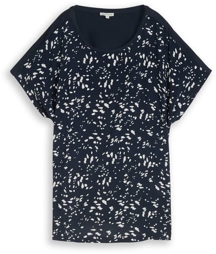 Tom Tailor - Plus Size - T-shirt in materiaalmix - Maat 48 - navy dot