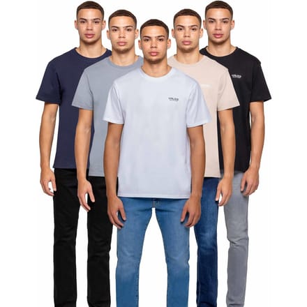 Kruze 5 Pack Heren Crew Neck T-Shirt - Assorti