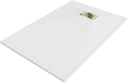 Mexen Hugo rechthoekige SMC douchebak 100 x 80 , wit, goud afdekplaat - 42108010-G
