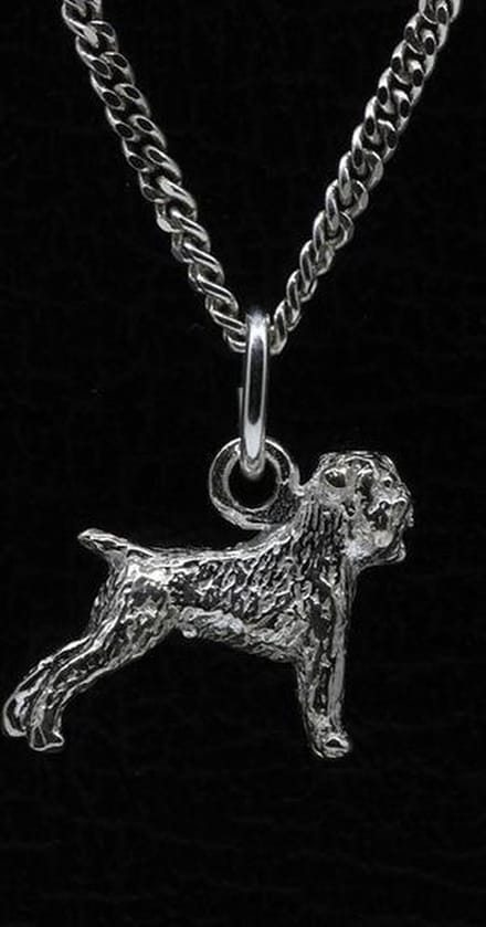 Zilveren Brusselse smoushondje ketting hanger - klein