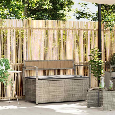 vidaXL - Tuinbank - met - kussen, - lichtgrijs - polyrotan