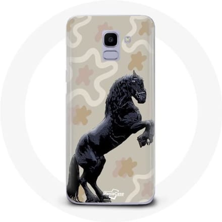 Hoesje voor Samsung Galaxy A6 2018 Friese zwarte paardenras zwart