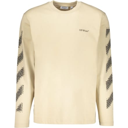 Off White Heren Crew Neck Regular T-shirt (Bruin/zwart)