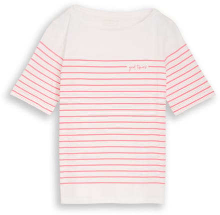 Tom Tailor - T-shirt met streepjesmotief - Maat M - Whisper White