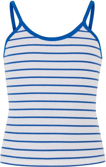 Urban Classics - Striped Rib Basic Tanktop Kinderen - Kids 146/152 - Wit/Blauw
