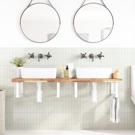 vidaXL - Badkamer - wandschap - staal - en - massief - acaciahout