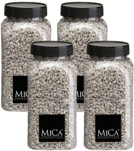 Mica Decorations decoratie stenen/granulaat - 4x - 650ml - lichtgrijs - hobby steentjes