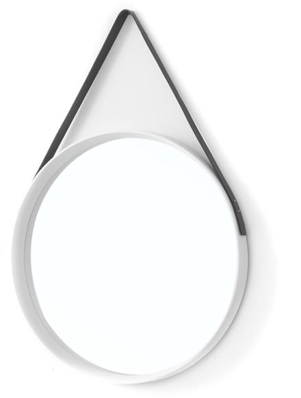 Giftdecor Spiegel Berlijn - wit - D52 cm - rond - ophangband - wandspiegel