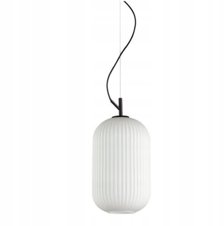 Moderne zwarte hanglamp met opaal glazen kap - RUES