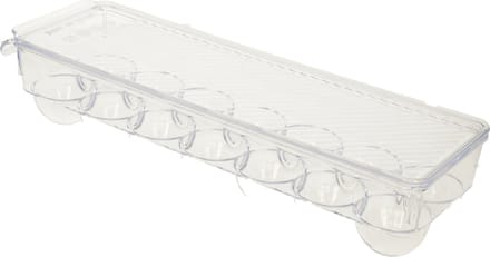 PlasticForte Eierdoos - koelkast organizer eierhouder - 14 eieren - transparant - kunststof - 37 x 11,5 cm