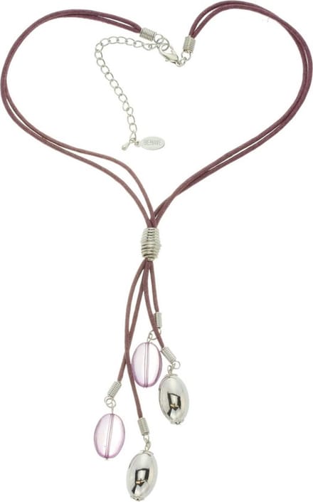 Behave - Korte ketting - Koord met ovale hanger paars - 40 cm