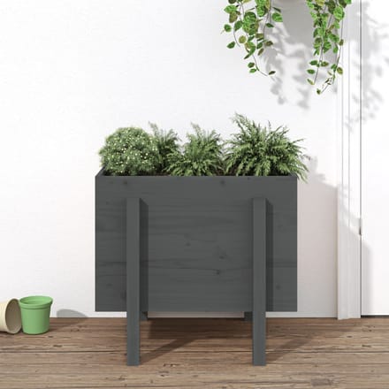 vidaXL - Plantenbak - 62x50x57 - cm - massief - grenenhout - grijs