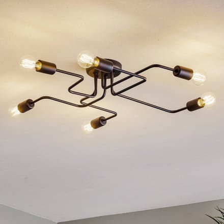 HELAM Plafondlamp Tube 6-lamps zwart