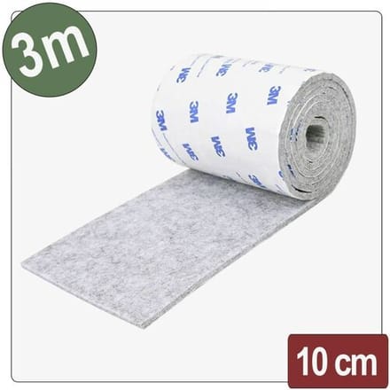 Quadrios 26SA122 Viltglijders Zelfklevend, Rond Grijs (l x b x h) 3000 x 100 x 4 mm 3 m