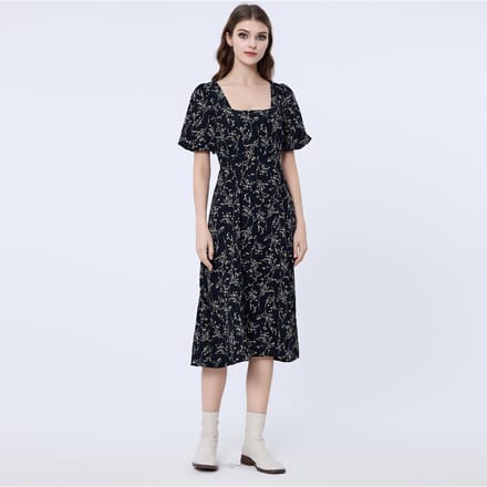 Vierkante halslijn Liberty print jurk
