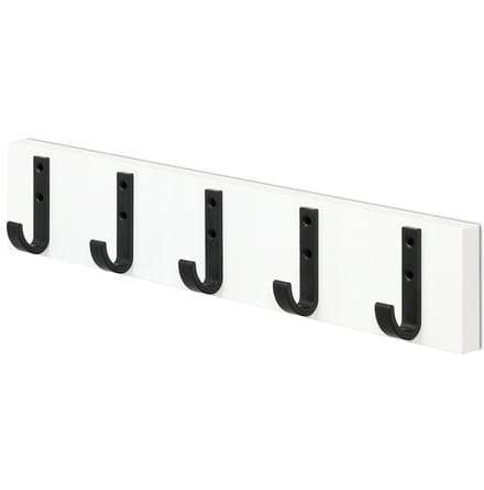 Universele Witte Wandkapstok 45cm met 5 Haken